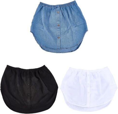 3Pcs 3 Colors Adjustable Shirt Extender Elastic Half Length Slips Layering Removable Underskirt with Buttons Polyester Faux Top Lower Sweep Skirts Extenders for Women Leggings Under Clothes in Saudi Arabia