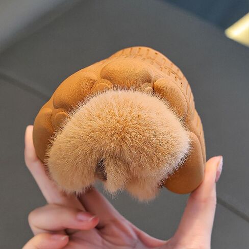 romansong Cozy Capybara Plush House Slippers, Soft Fuzzy Indoor Footwear, Cartoon Animal Design for Girls, Available in Brown and Kahki in Saudi Arabia
