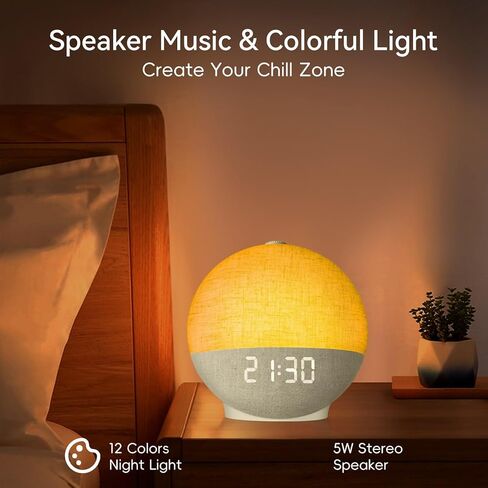 Sunrise Alarm Clock with Sound Machine, Natural Wake Up Light with Night Light, 30 Sleep Sounds, White Noise Machine Alarm Clocks for Bedrooms, Heavy Sleepers in Saudi Arabia