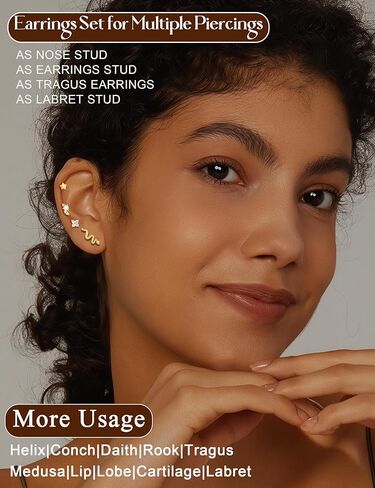 YADOCA 20G/18G/16G ترصيع الأنف بدون خيوط للنساء لا تسبب الحساسية من الفولاذ الجراحي المسطح الخلفي 14 قيراط مطلي بالذهب دفع في حلقات الأنف ترصيع تشيكوسلوفاكيا الشفاه Labret الغضروف اللولب الزنمة ثقب المجوهرات in Kuwait