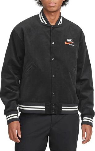 سترة Nike Sportswear Trend الرجالية Bomber Corduroy (as1، alpha، l، Regular، Regular، Black/Sail/University Gold) in Kuwait