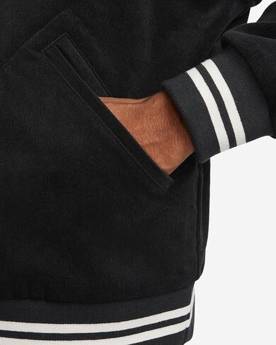 سترة Nike Sportswear Trend الرجالية Bomber Corduroy (as1، alpha، l، Regular، Regular، Black/Sail/University Gold) in Kuwait