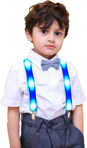 Children Boys Kids Light Up Suspenders - Adjustable Elastic Y Back LED Suspender (Blue) in Saudi Arabia