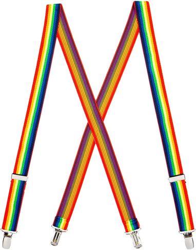 Suspender Store Kids' Rainbow Stripes Suspenders - 1-Inch Wide Elastic Straps - Sewn X-Back - 3 Sizes in Saudi Arabia
