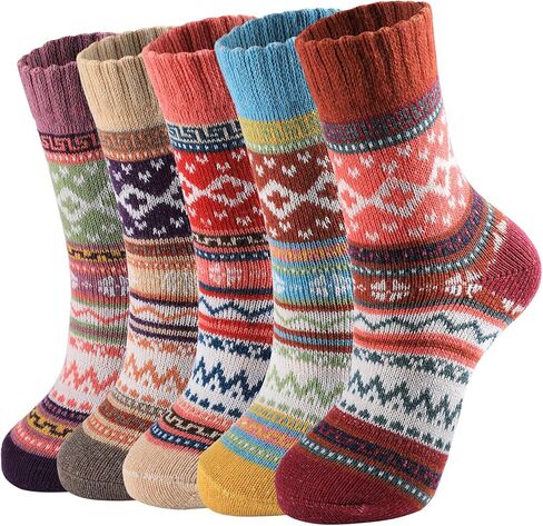 Premillow Wool Socks for Women - Womens Wool Socks Winter Sock for Women Men Warm Thick Knit Soft Vintage Casual Crew Sock in Kuwait