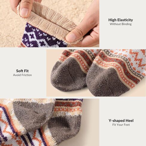 Premillow Wool Socks for Women - Womens Wool Socks Winter Sock for Women Men Warm Thick Knit Soft Vintage Casual Crew Sock in Kuwait