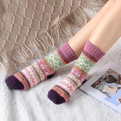 Premillow Wool Socks for Women - Womens Wool Socks Winter Sock for Women Men Warm Thick Knit Soft Vintage Casual Crew Sock in Kuwait
