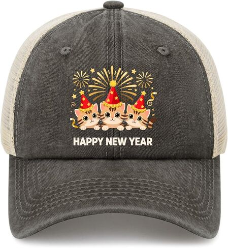 Happy New Year Parties 2026 Cat Golf Hats Running Caps for Women in Saudi Arabia