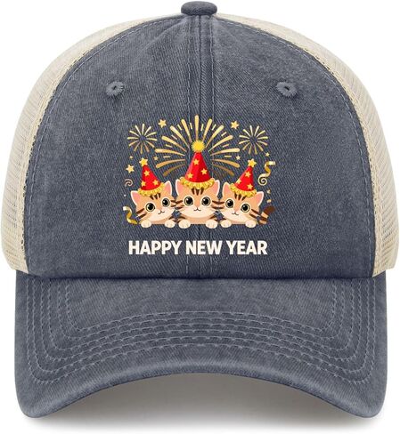 Happy New Year Parties 2026 Cat Golf Hats Running Caps for Women in Saudi Arabia