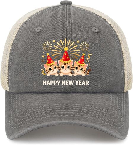 Happy New Year Parties 2026 Cat Golf Hats Running Caps for Women in Saudi Arabia