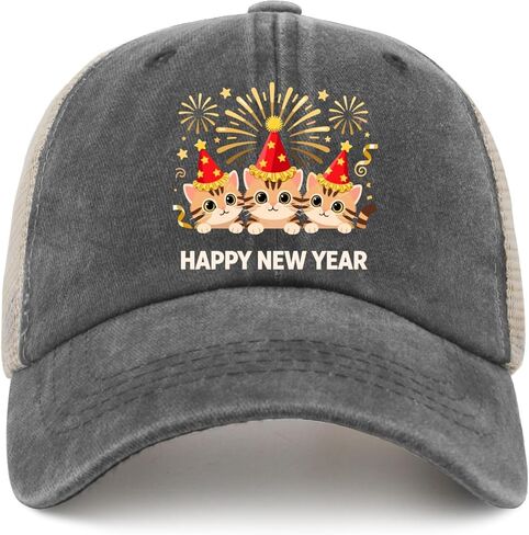 Happy New Year Parties 2026 Cat Golf Hats Running Caps for Women in Saudi Arabia