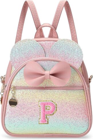 Christmas Birthday Gift for 2 3 4 5 6 7 8 9 10 Year old Girls Personalized Initial Mini Backpack Purse for Toddler Kids-Shine-A in Saudi Arabia