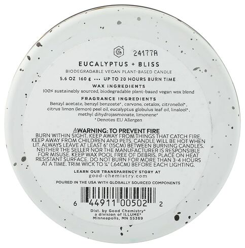 Good Chemistry Eucalyptus + Bliss Tin Candle, 5.6 Oz in Saudi Arabia