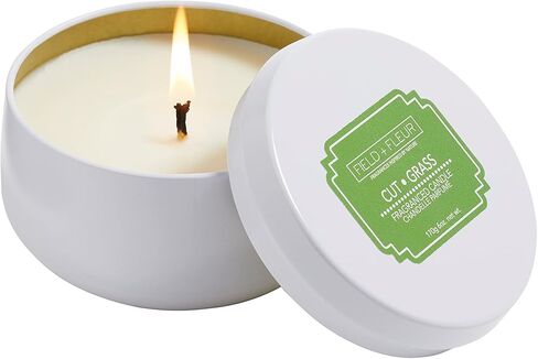 شمعة Field + Fleur من Hillhouse Naturals في علبة بيضاء 100% مزيج شمع الصويا - 6 أونصة (عشب مقطوع) in Kuwait
