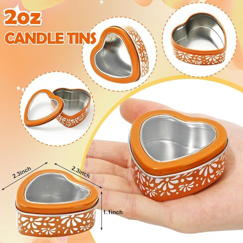 30Pcs Mexican Heart Shaped Tins Cielito Lindo Empty Heart Shaped Tins with Clear Lids Orange Mexican Metal Candle Candy Box Containers for Wedding Party Favor Candle Making DIY Crafts in Saudi Arabia