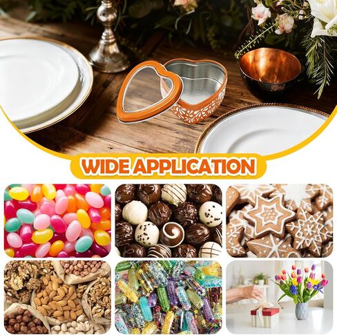 30Pcs Mexican Heart Shaped Tins Cielito Lindo Empty Heart Shaped Tins with Clear Lids Orange Mexican Metal Candle Candy Box Containers for Wedding Party Favor Candle Making DIY Crafts in Saudi Arabia