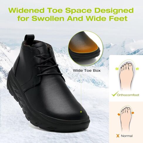 OrthoComfoot Men's Orthopedic Wide Leather Winter Ankle Boots: Comfortable Diabetic Dress Shoes with Arch Support for Orthotic, Casual Plantar Fasciitis Walking Shoes for Foot and Heel Pain in Saudi Arabia