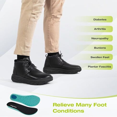 OrthoComfoot Men's Orthopedic Wide Leather Winter Ankle Boots: Comfortable Diabetic Dress Shoes with Arch Support for Orthotic, Casual Plantar Fasciitis Walking Shoes for Foot and Heel Pain in Saudi Arabia