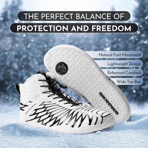 Peak Footwear Winter Barefoot Shoes – Non-Slip & Waterproof Minimalist Winter Shoes for Men & Women – Thermal Insulated, Wide Toe Box, Zero-Drop Sole, Lightweight Comfortable in Saudi Arabia