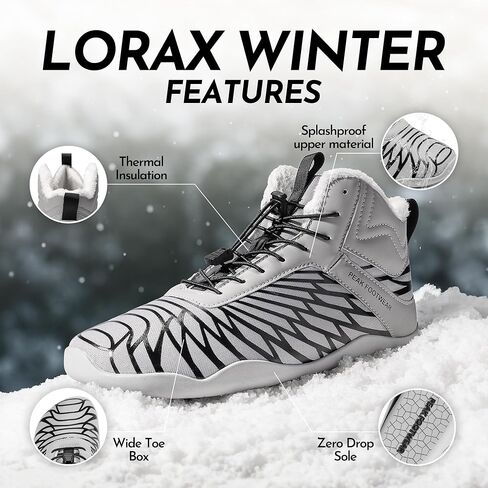 Peak Footwear Winter Barefoot Shoes – Non-Slip & Waterproof Minimalist Winter Shoes for Men & Women – Thermal Insulated, Wide Toe Box, Zero-Drop Sole, Lightweight Comfortable in Saudi Arabia