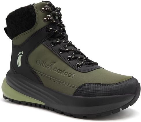 Men's Orthopedic Wide Snow Boots: Comfortable Winter Diabetic Plantar Fasciitis Arch Support Warm Insulated Mid Ankle Boots, Orthotic Casual Waterproof Walking Hiking Shoes for Foot Heel Pain Relief in Saudi Arabia