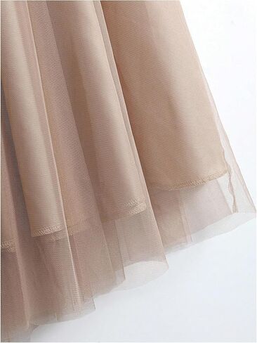 GORGLITTER Women's Mesh Pleated Long Flowy Skirt Fall Boho Color Block Patchwork High Waisted Button Down Maxi Skirts in Saudi Arabia
