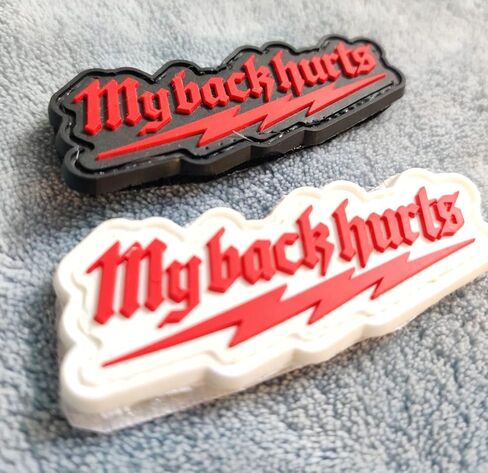 KAIF'S 02 Pcs Funny Hook & Loop PVC Patch - My Back Hurts - PVC Patches, Humorous Morale Patch for Tactical Backpacks, Hats, Lunch Bags, Vests, Jackets in Saudi Arabia