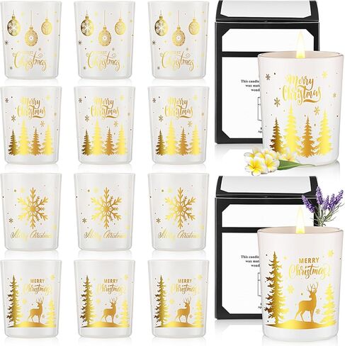 Nuanchu 12 Pcs Christmas Scented Candles Gift Set 12 Fragrances Aromatherapy Long Lasting Christmas Jar Candles Soy Wax Gift for Mom Women Men Xmas Holiday Birthday Supplies (Stylish) in Saudi Arabia