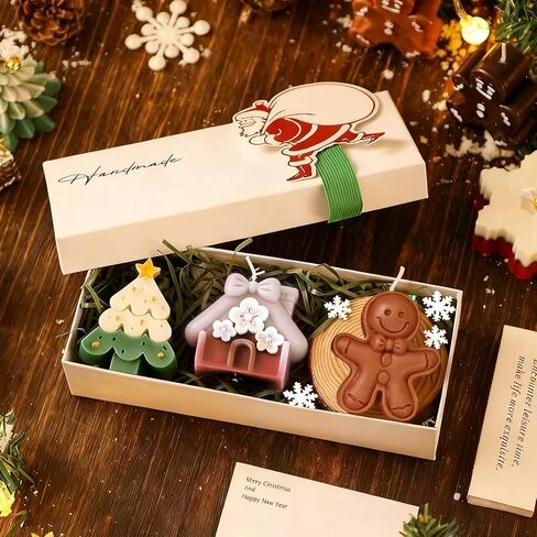 4pcs Christmas Candles Scented Tealight Candle Xmas Tree Bell Wreath Shaped Candles Soy Wax Gifts for Home Decor Party Bedroom Room Table Decorations in Saudi Arabia