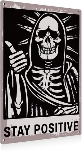 Aluminium plate 738 Halloween Skull Aluminium Plate Sign Skeleton Decor Stay Positive Skull Decoration Gothic Signs Decoration Spooky Metal Decorative Signs Plaques for Home Bedroom Living Room in Kuwait