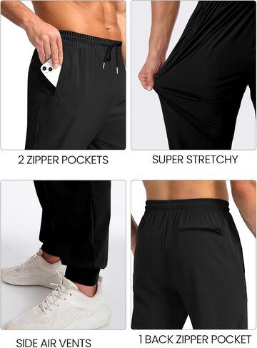 Auxo Men's Athletic Running Pants Lightweight Workout Joggers Quick Dry Gym Joggers Active Sports Track with 3 Zipper Pockets in Saudi Arabia
