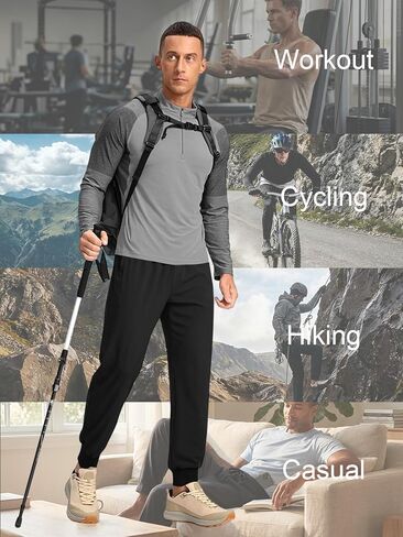 Auxo Men's Athletic Running Pants Lightweight Workout Joggers Quick Dry Gym Joggers Active Sports Track with 3 Zipper Pockets in Saudi Arabia