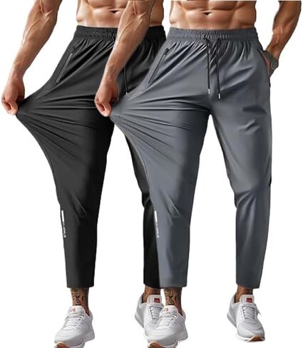 Men Sweatpants with Zipper Pockets Stretch Lightweight Athletic Track Pants for Joggers,Running,Workout,Gym in Saudi Arabia