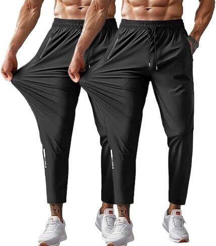 Men Sweatpants with Zipper Pockets Stretch Lightweight Athletic Track Pants for Joggers,Running,Workout,Gym in Saudi Arabia