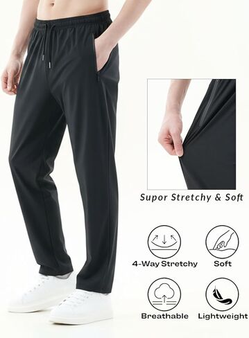 Men Sweatpants with Zipper Pockets Stretch Lightweight Athletic Track Pants for Joggers,Running,Workout,Gym in Saudi Arabia