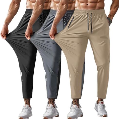 Men Sweatpants with Zipper Pockets Stretch Lightweight Athletic Track Pants for Joggers,Running,Workout,Gym in Saudi Arabia