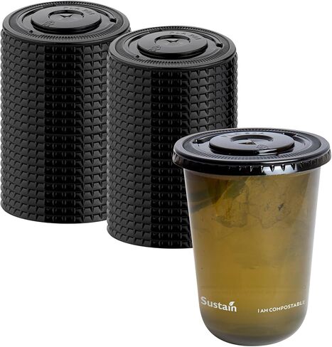 LIDS ONLY: Zero Waste 3.5 x 3.5 Inch Plastic Lids, 100 Disposable Flat Lids - Cups Sold Separately, Commercially Compostable, Black PLA Plastic Lids, Fits 12,16, And 24 Ounce Cups - Restaurantware in Saudi Arabia