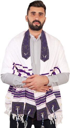 HalleluYAH Tallit شال صلاة من إسرائيل - اسم الرب مكتوب على 4 زوايا - XL 72x36 بوصة in Kuwait