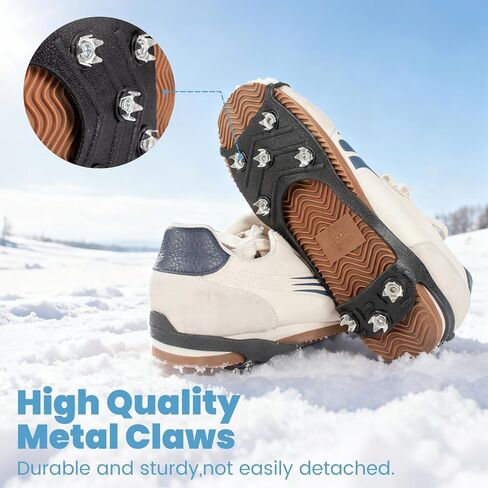 Sfee Crampons Ice Cleats للأحذية والأحذية طويلة الرقبة، مرابط الثلج، مقابض جر الثلج، الأشرطة المضادة للانزلاق للأحذية والأحذية طويلة الرقبة، أسود in Kuwait