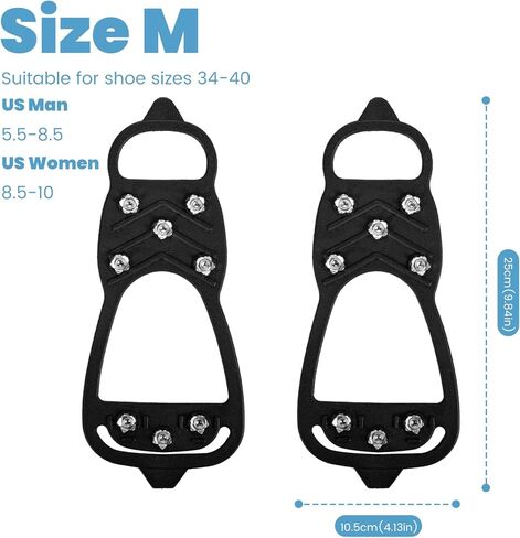 Sfee Crampons Ice Cleats للأحذية والأحذية طويلة الرقبة، مرابط الثلج، مقابض جر الثلج، الأشرطة المضادة للانزلاق للأحذية والأحذية طويلة الرقبة، أسود in Kuwait