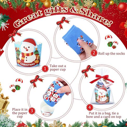 48 Sets Christmas Cupcake Socks Gifts for Women Colorful Fuzzy Fluffy Socks Stuffers Santa Claus Elk Penguin Snowman DIY Pattern Gift for Christmas Xmas Party Favor in Saudi Arabia