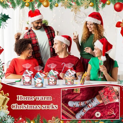 48 Sets Christmas Cupcake Socks Gifts for Women Colorful Fuzzy Fluffy Socks Stuffers Santa Claus Elk Penguin Snowman DIY Pattern Gift for Christmas Xmas Party Favor in Saudi Arabia