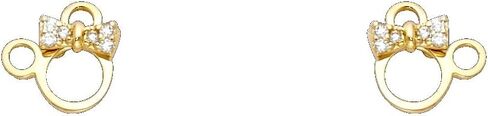 Wellingsale 14K الذهب الأصفر المصقول أقراط الماوس مع المسمار الخلفي in Saudi Arabia