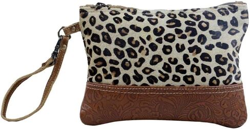 Myra Bag Pouch Delight Canvas And Cowhide Bag Upcycled Canvas, Leather & Cowhide S-2582 in Saudi Arabia