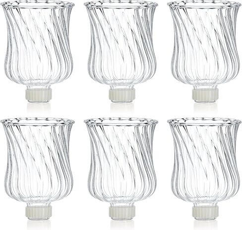 6 عبوات 3.74 بوصة حامل شموع زجاجي حامل نذري مع قواعد سيليكون ربط أكواب شموع زجاجية لشموع الشاي، شموع LED للاحتفالات الدينية لحفلات الزفاف ديكورات عطلات الكنيسة المنزلية in Kuwait