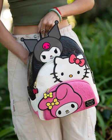Loungefly Sanrio Kuromi, My Melody, and Hello Kitty Glow In The Dark Triple Pocket Womens Backpack in Saudi Arabia