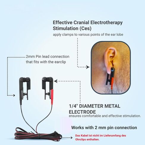 Ear Clip Electrode Double-Sided Rubber Head Comfortable, Compatible for Tens Unit & CES Stimulation, White + Black 4 Pieces in Kuwait
