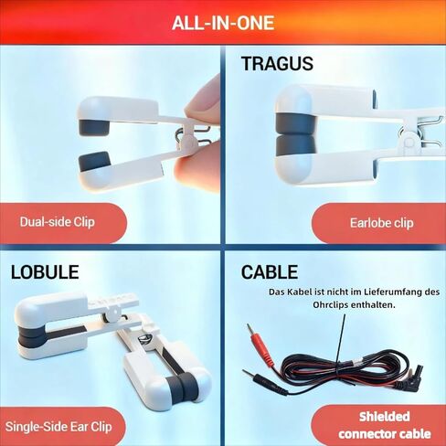 Ear Clip Electrode Double-Sided Rubber Head Comfortable, Compatible for Tens Unit & CES Stimulation, White + Black 4 Pieces in Kuwait