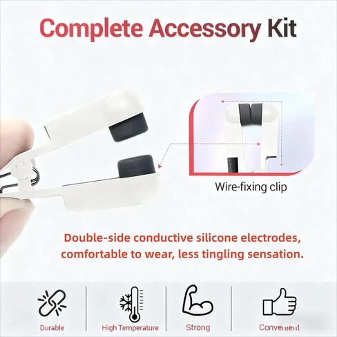 Ear Clip Electrode Double-Sided Rubber Head Comfortable, Compatible for Tens Unit & CES Stimulation, White + Black 4 Pieces in Kuwait