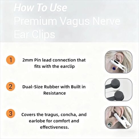 Ear Clip Electrode Double-Sided Rubber Head Comfortable, Compatible for Tens Unit & CES Stimulation, White + Black 4 Pieces in Kuwait